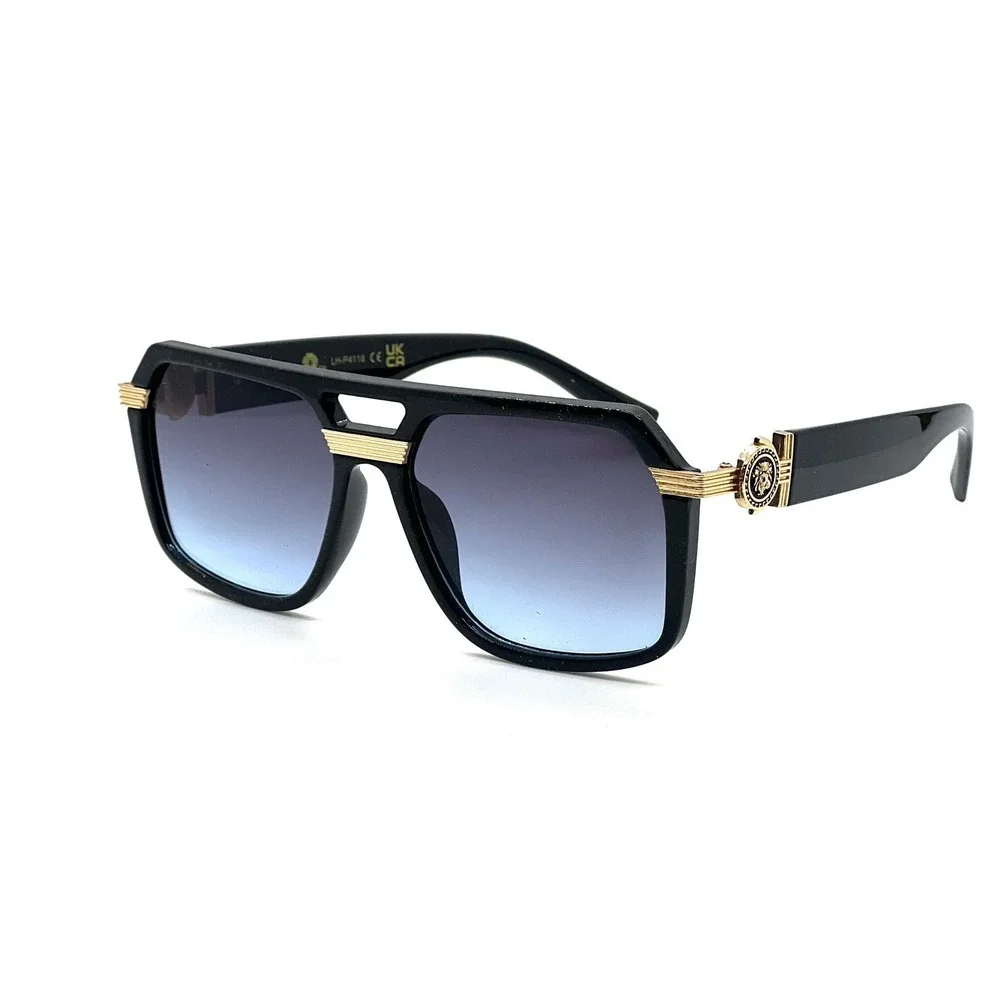 Black Aviator Sunglasses Men Gold Top Bar Designer Fashion Shades  Square Lentes